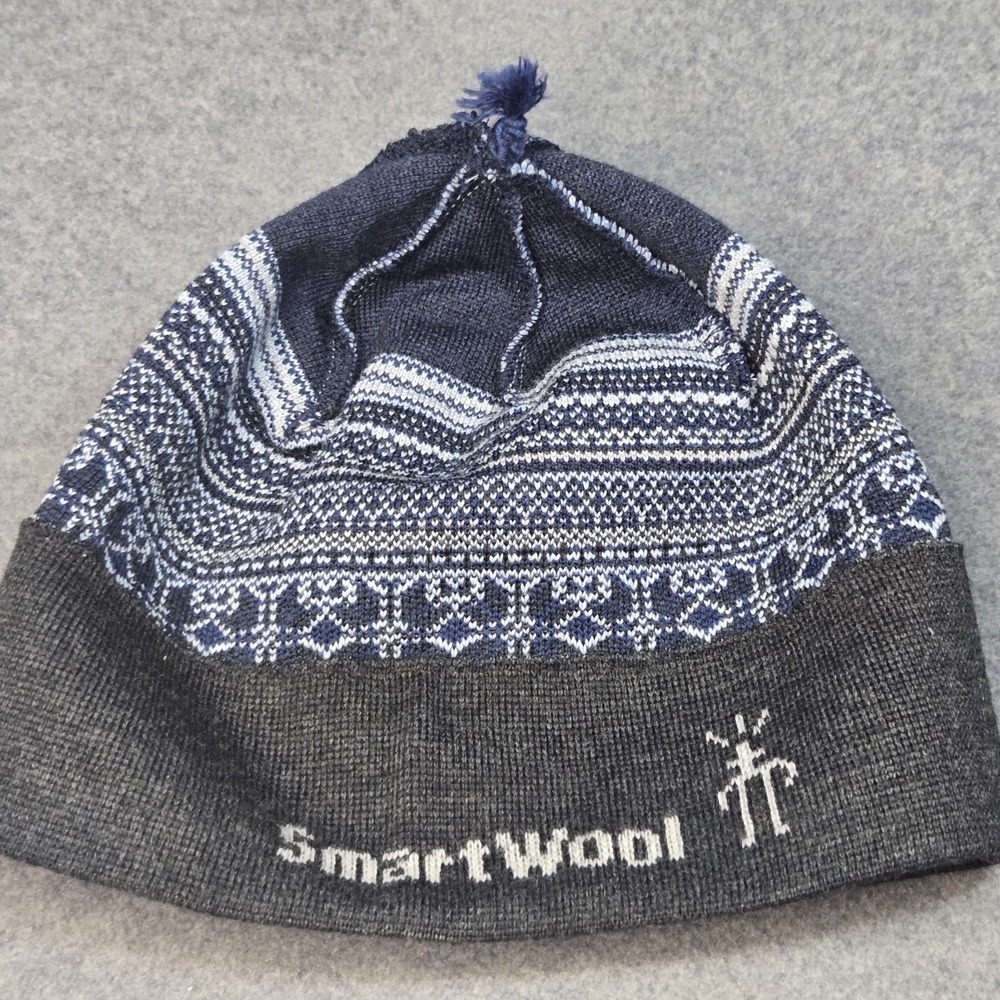 Smartwool Unisex Blue Grey 100% Merino Wool Beanie One Size Snow Hiking Outdoor - Picture 7 of 10